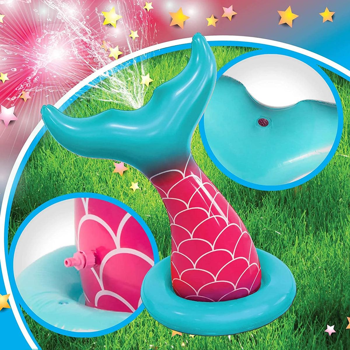Pink Kids Inflatable Sprinkler Mermaid Sprayer E69804