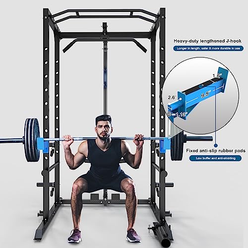 Power Cage with J-Hooks, Dip Handles, Landmine Attachment H6260