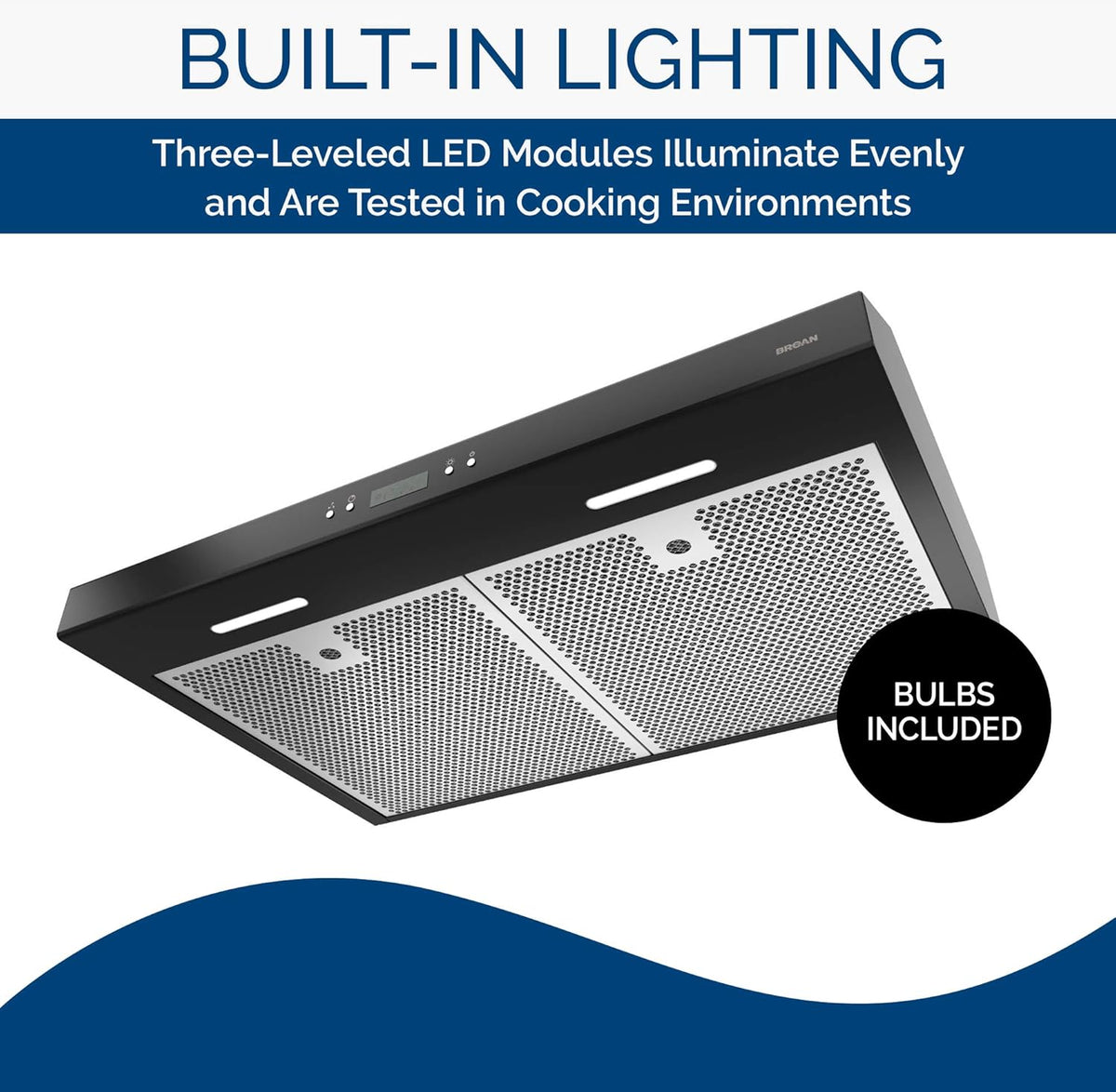 Black 30-Inch Under Cabinet Range Hood with Light Exhaust Fan, 400 CFM O59528