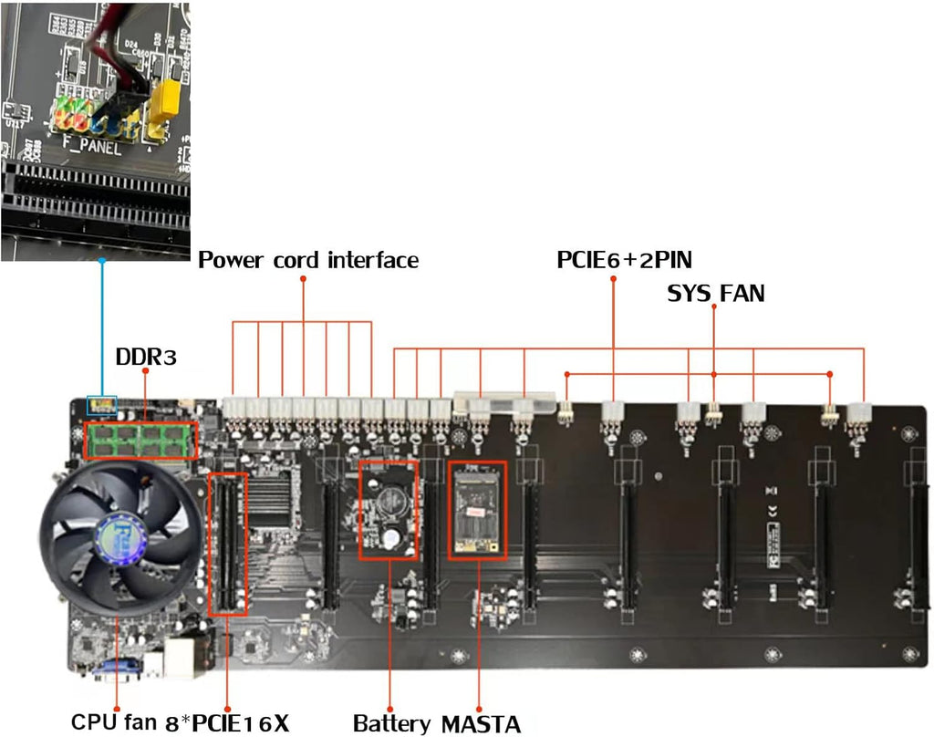 Mining Rig Frame 8 GPU 70mm Slots with 8 Fans L941