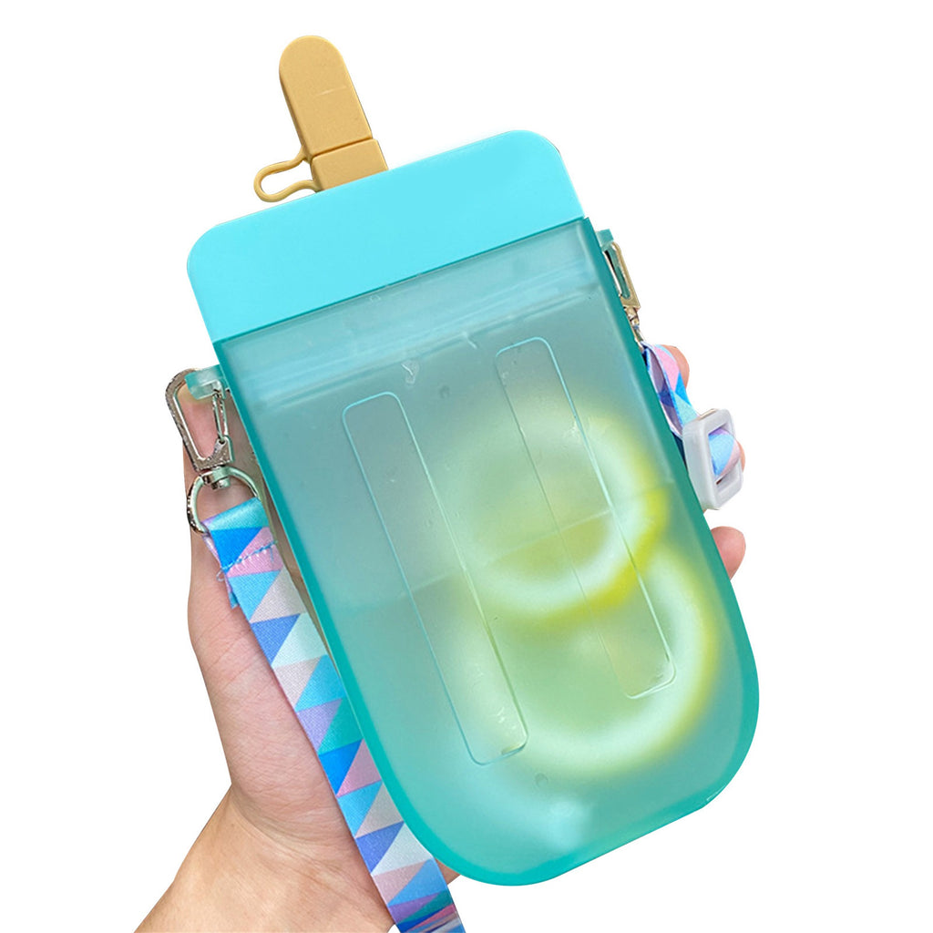 Translucent Water Bottle with Straw and Shoulder Strap G15743