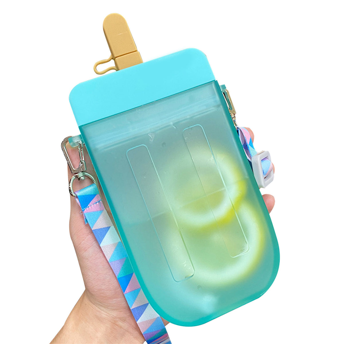 Translucent Water Bottle with Straw and Shoulder Strap G15743