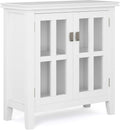 White 30 inch Low Storage Cabinet with 2 Glass Doors Y671