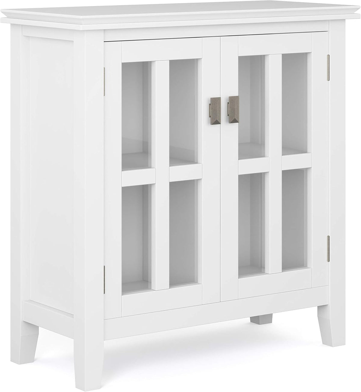 White 30 inch Low Storage Cabinet with 2 Glass Doors Y671