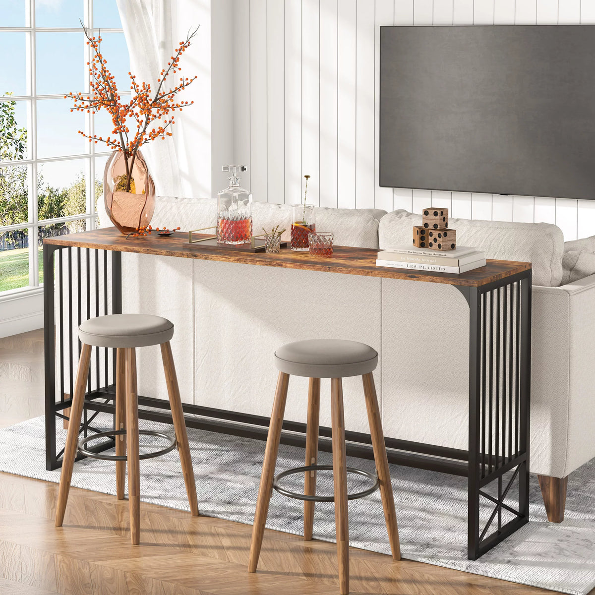 70.9 inch Sofa Console Table Rustic Brown B253