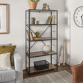 4 Tier Rustic Wood Metal Bookcase C6943
