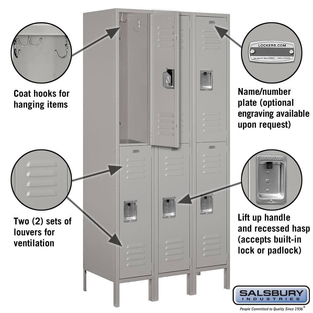 36 in. W x 66 in. H x 12 in. D Double Tier Metal Locker S88823