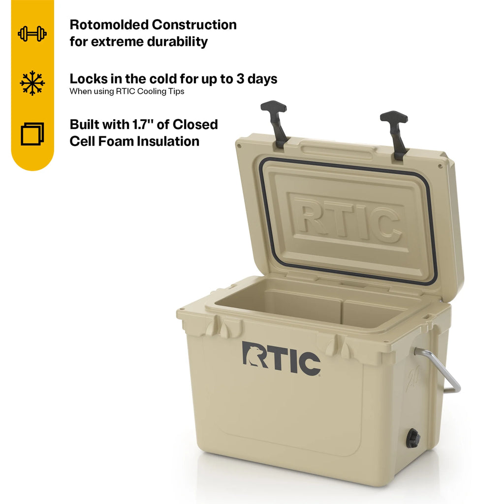 20 QT Hard-Sided Ice Chest Cooler, Tan E8199