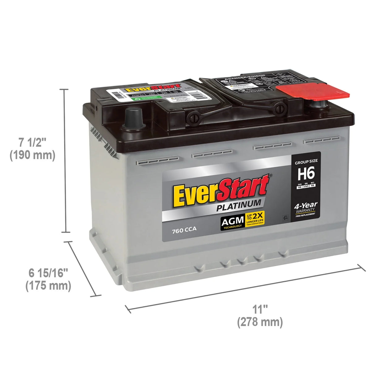 AGM Automotive Battery Group H6 12 Volt 760 CCA H98188