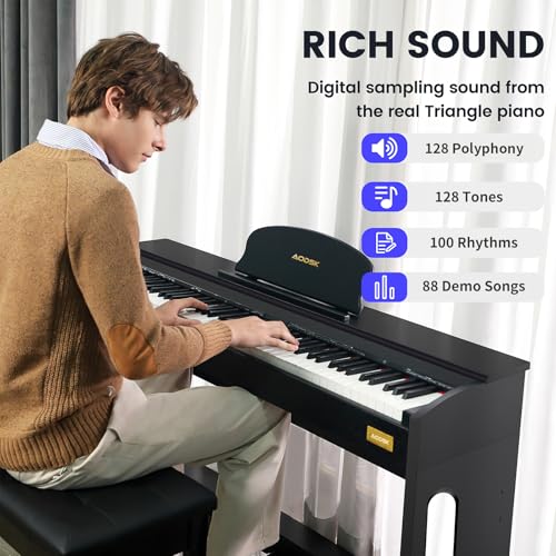 88-Key Weighted Hammer Action Digital Piano with Speakers, Furniture Stand and Triple Pedals V78490