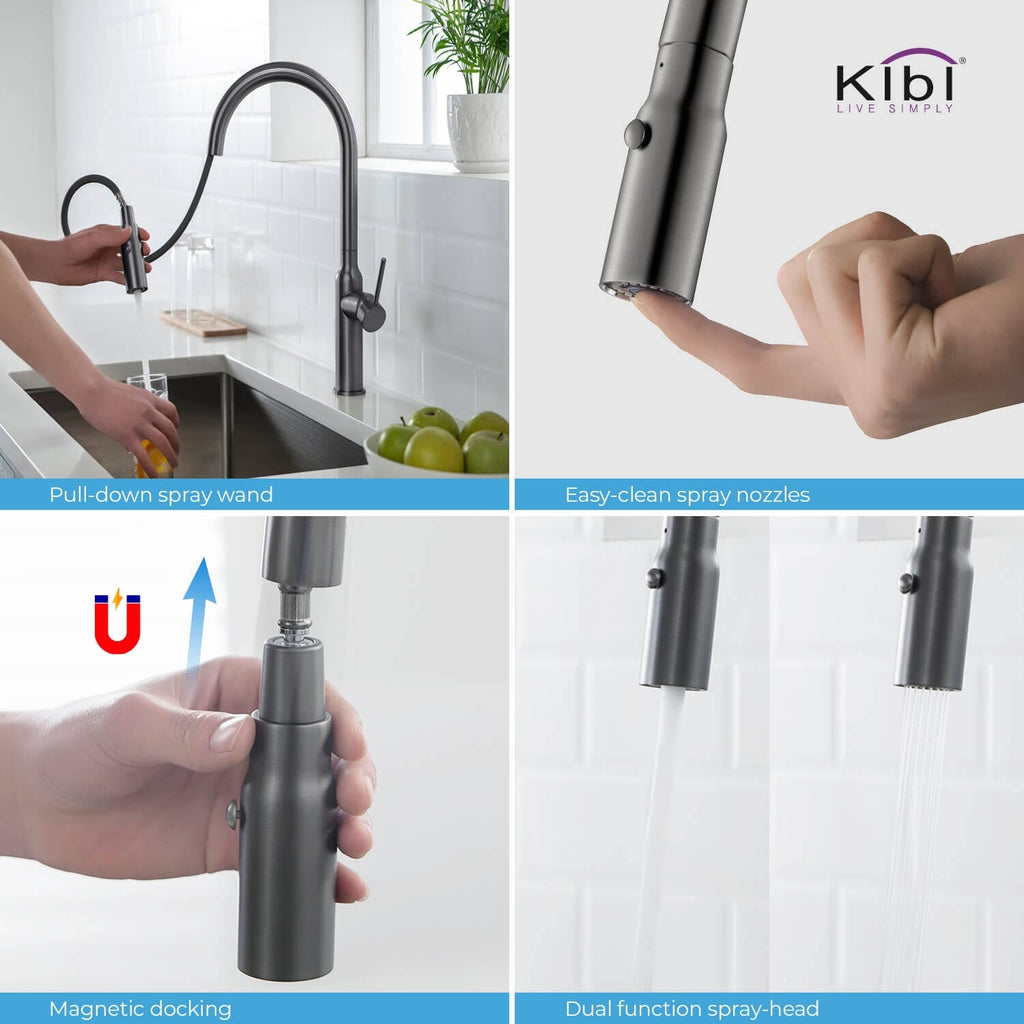 Black Single Level Kitchen Faucet with Sprayer Y741