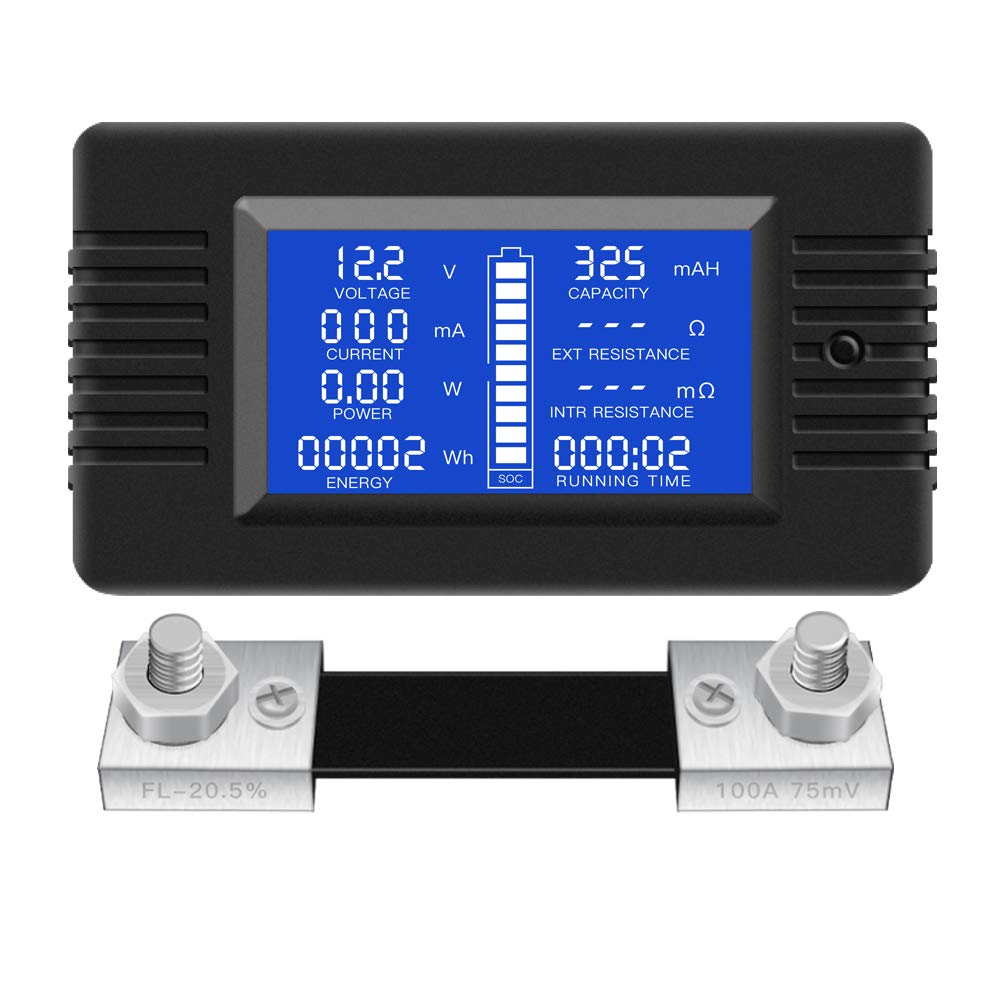 Multifunction Battery Monitor Meter LCD Digital Voltage Current Meter W8703