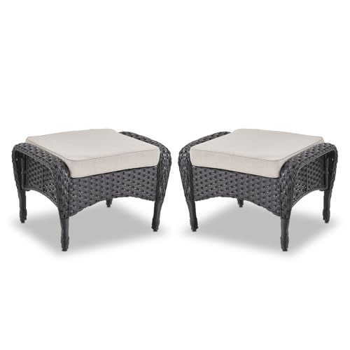 Brown Wicker High Back Patio Club Chair Set of 2 with Removable Cushions G921232