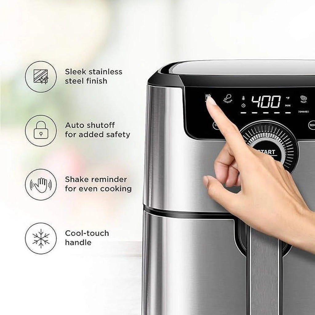 Air Fryer 4.5 Qt Dual Control Temperature Silver F410