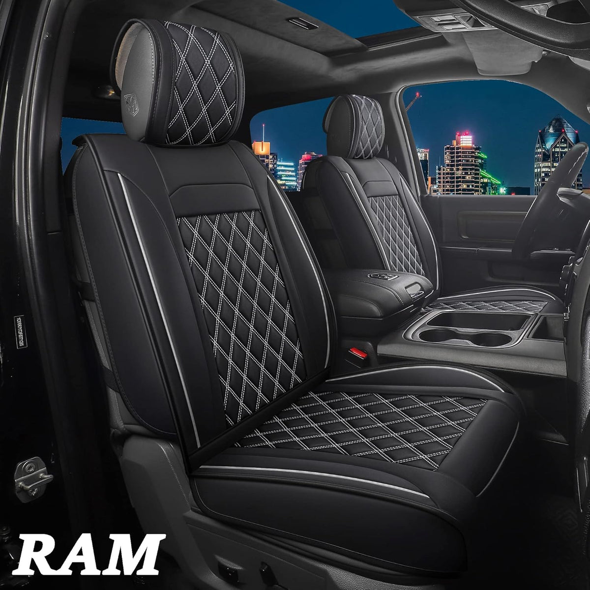 Waterproof Synthetic Leather Seat Covers 5PCS Full Set Black Brown T1956