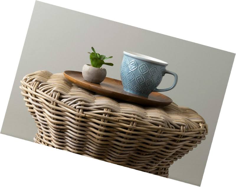 Brown Round Rattan Accent Table K6254