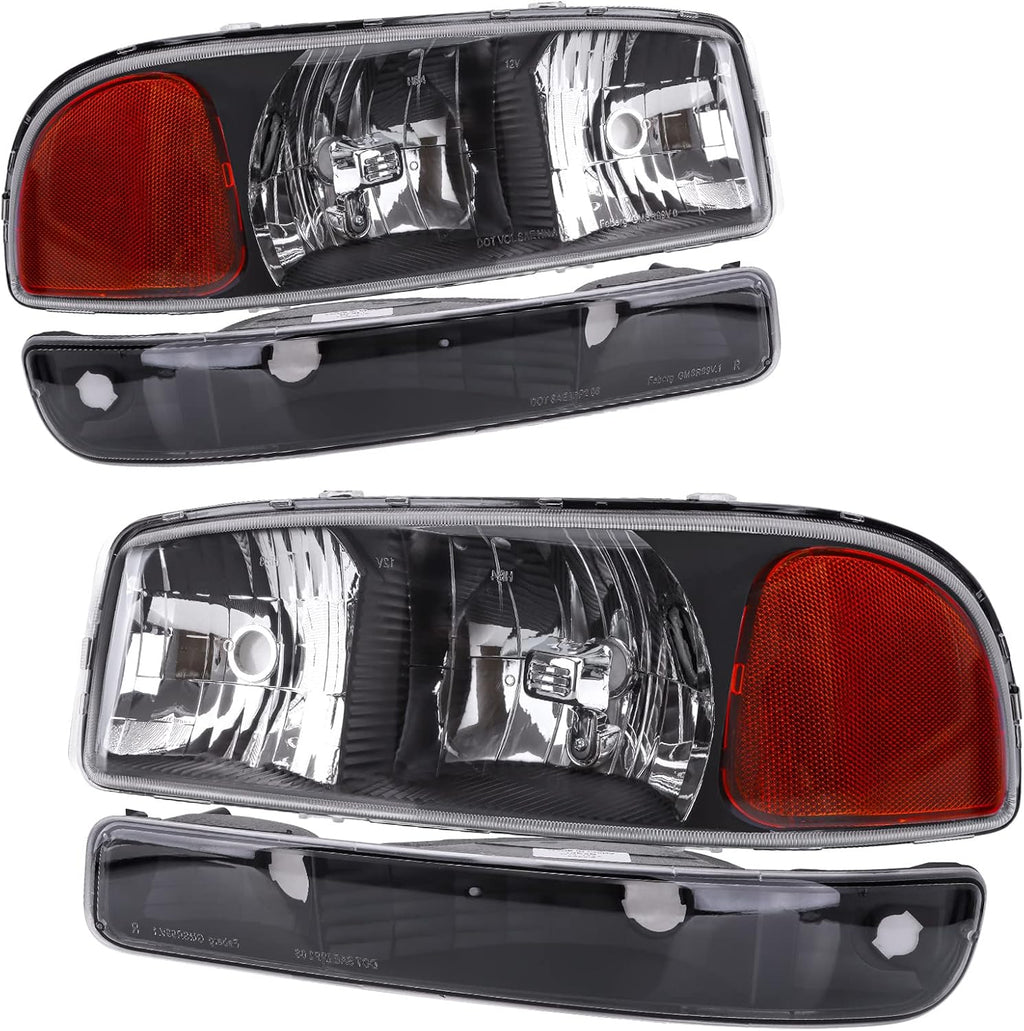 Chrome Housing Black Lens Headlight Assembly S863