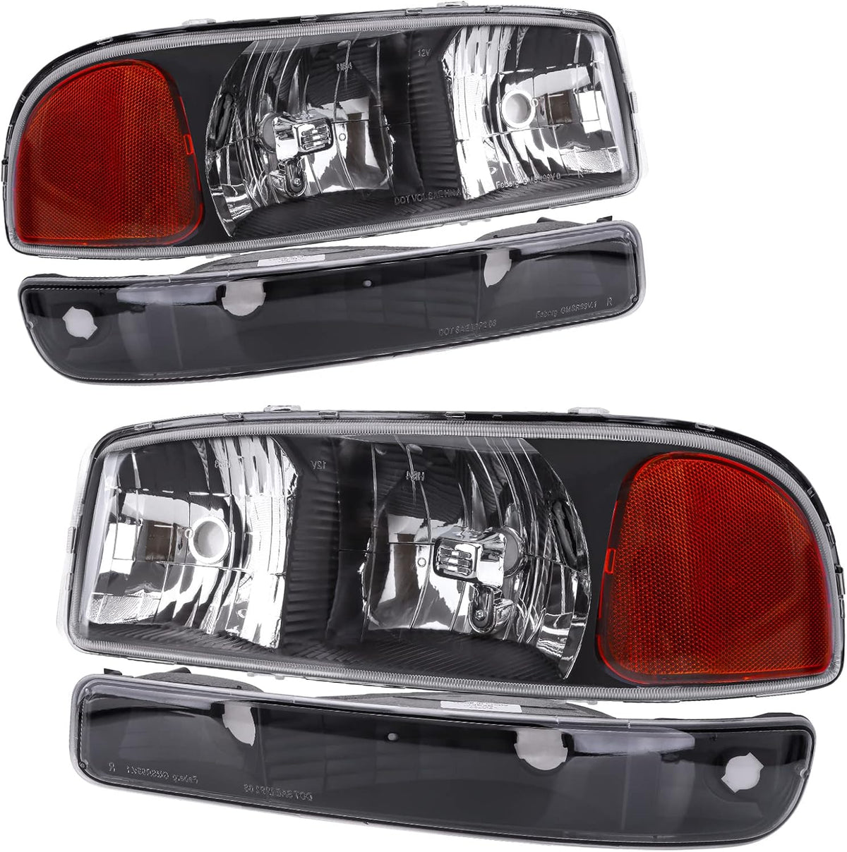Chrome Housing Black Lens Headlight Assembly S863