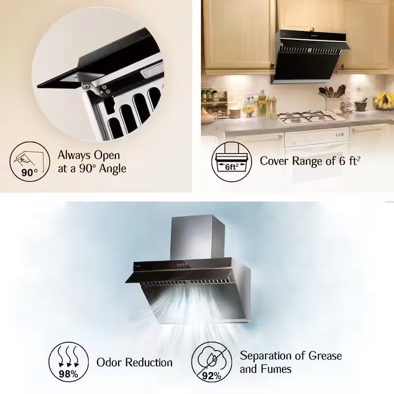 30 in. 850 CFM Under Cabinet or Wall Mount Range Hood with Push Button in Onyx Black I4936