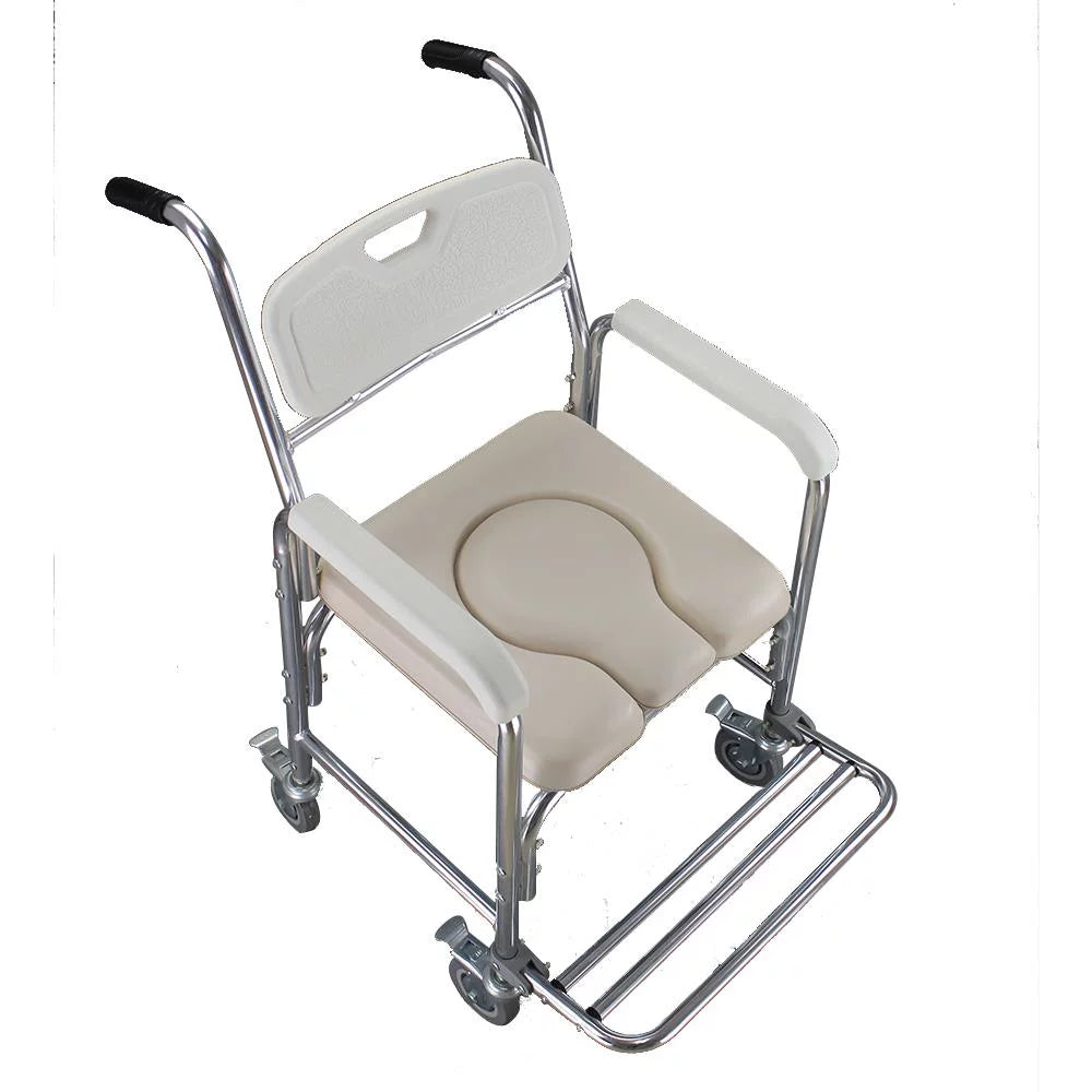 Aluminum Multifunction Wheelchair Shower Commode Chair with Locking Wheels N881