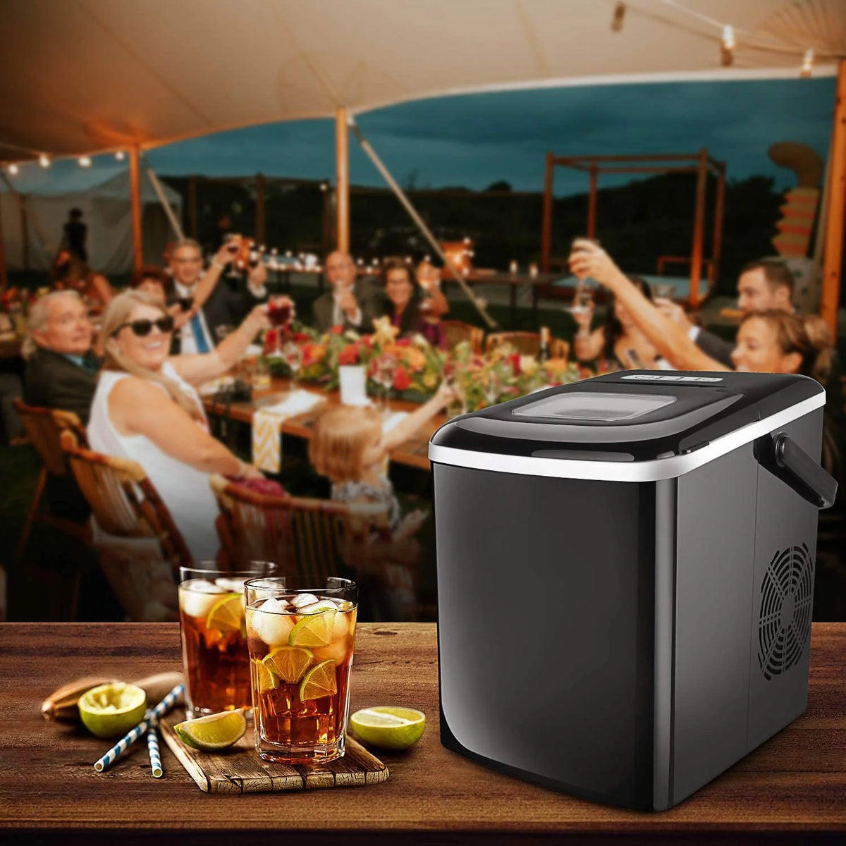Portable Ice Maker 9 Cubes 26lbs 2 Ice Cube Sizes S700793