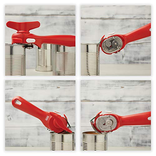 5-in-1 Multi-Purpose Strain-Free Opener for Jars, Bottles and Ring-Pull Cans, Red M6639