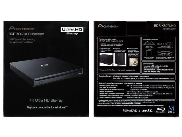 Portable 6X Ultra HD 4K Blu-Ray Burner External Drive J8761