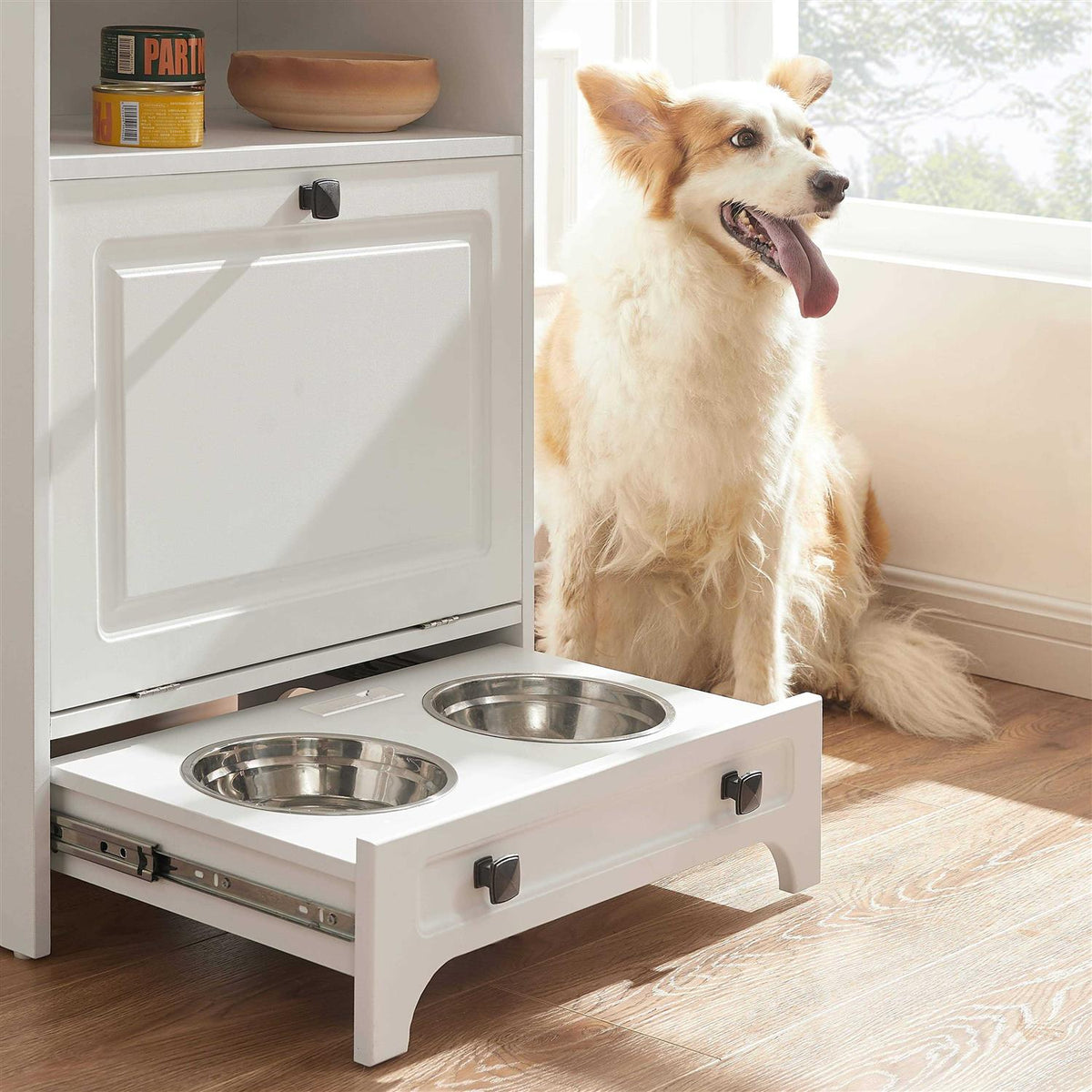 Modern Pet Feeding Station with 2 Elevated Dog Bowls S362
