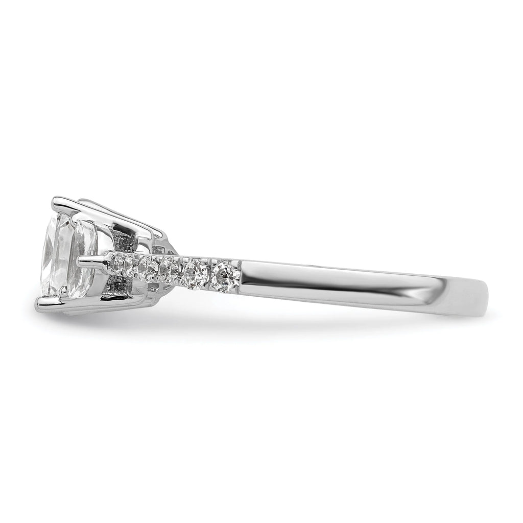 14k White Gold 3 Stone Half Moon/Princess Cut CZ Ring R377