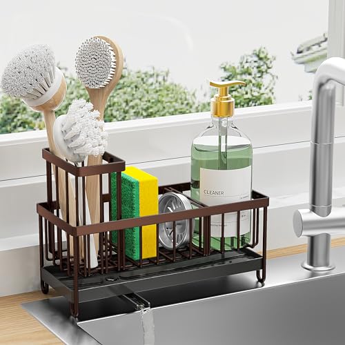 Kitchen Sink Sponge Holder with Brush Holder Stainless Steel X964