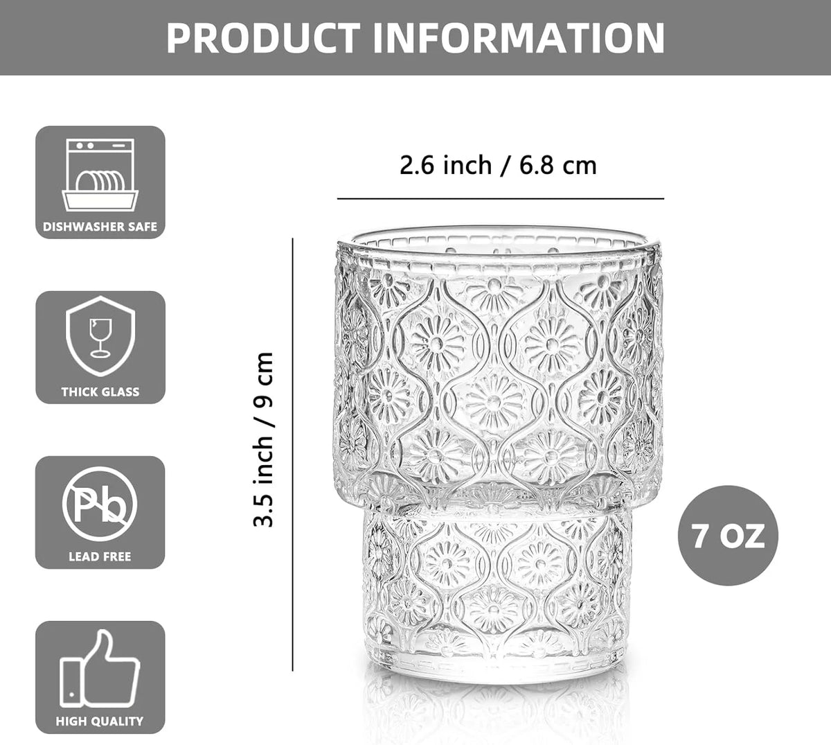 Set of 4 Small Transparent Glass Cups 190ml F1029