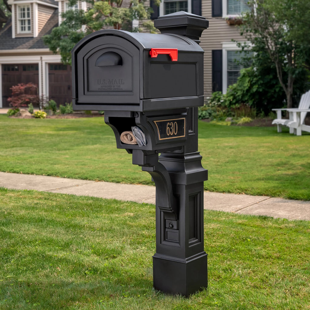 Onyx Black Plastic Mailbox Post Kit F10458