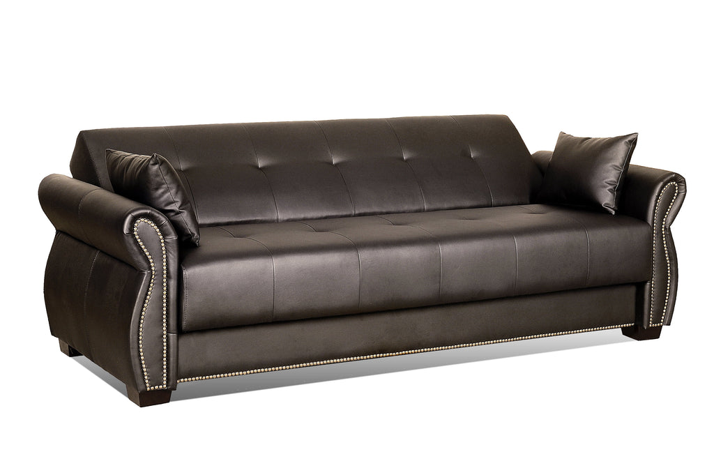 Java Faux Leather Sofa Bed with Storage Y183702