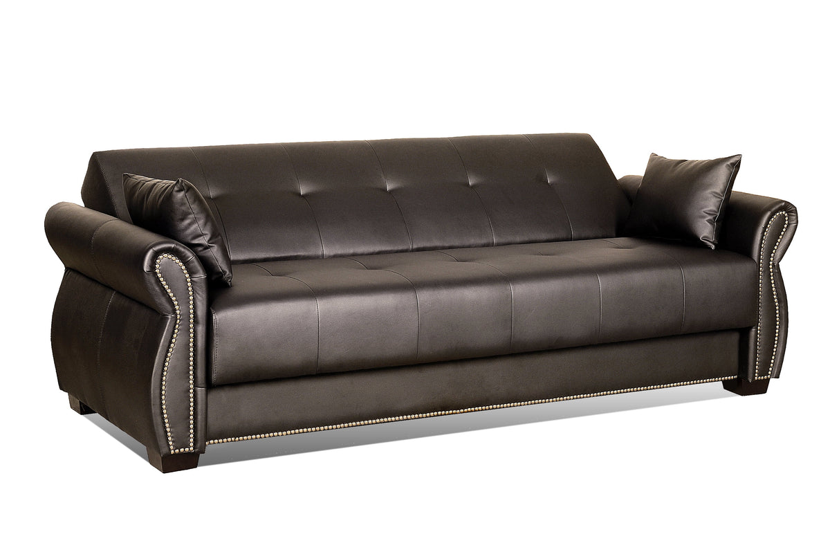 Java Faux Leather Sofa Bed with Storage Y183702