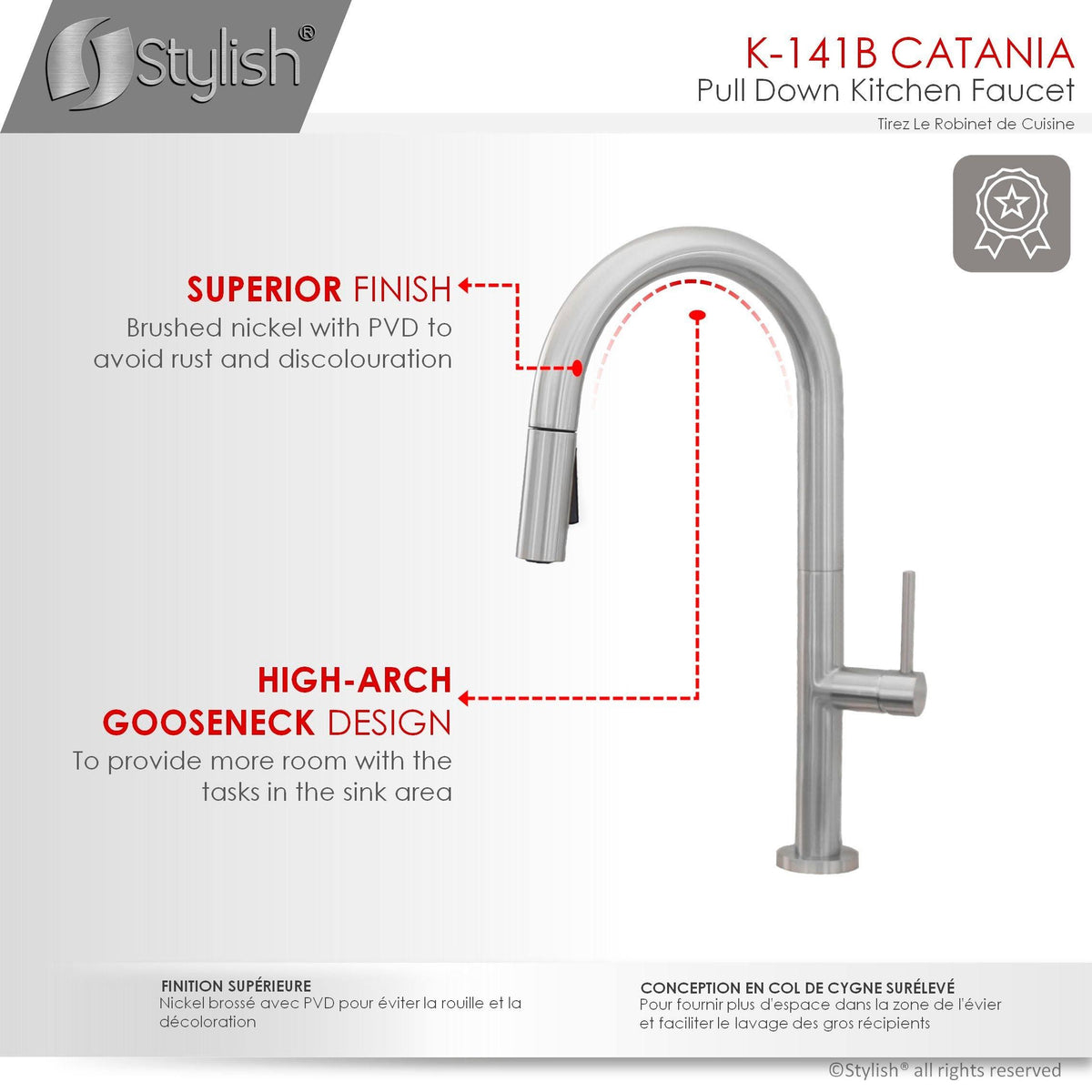 Brushed Nickel Pull Down Single Handle Kitchen Faucet N415