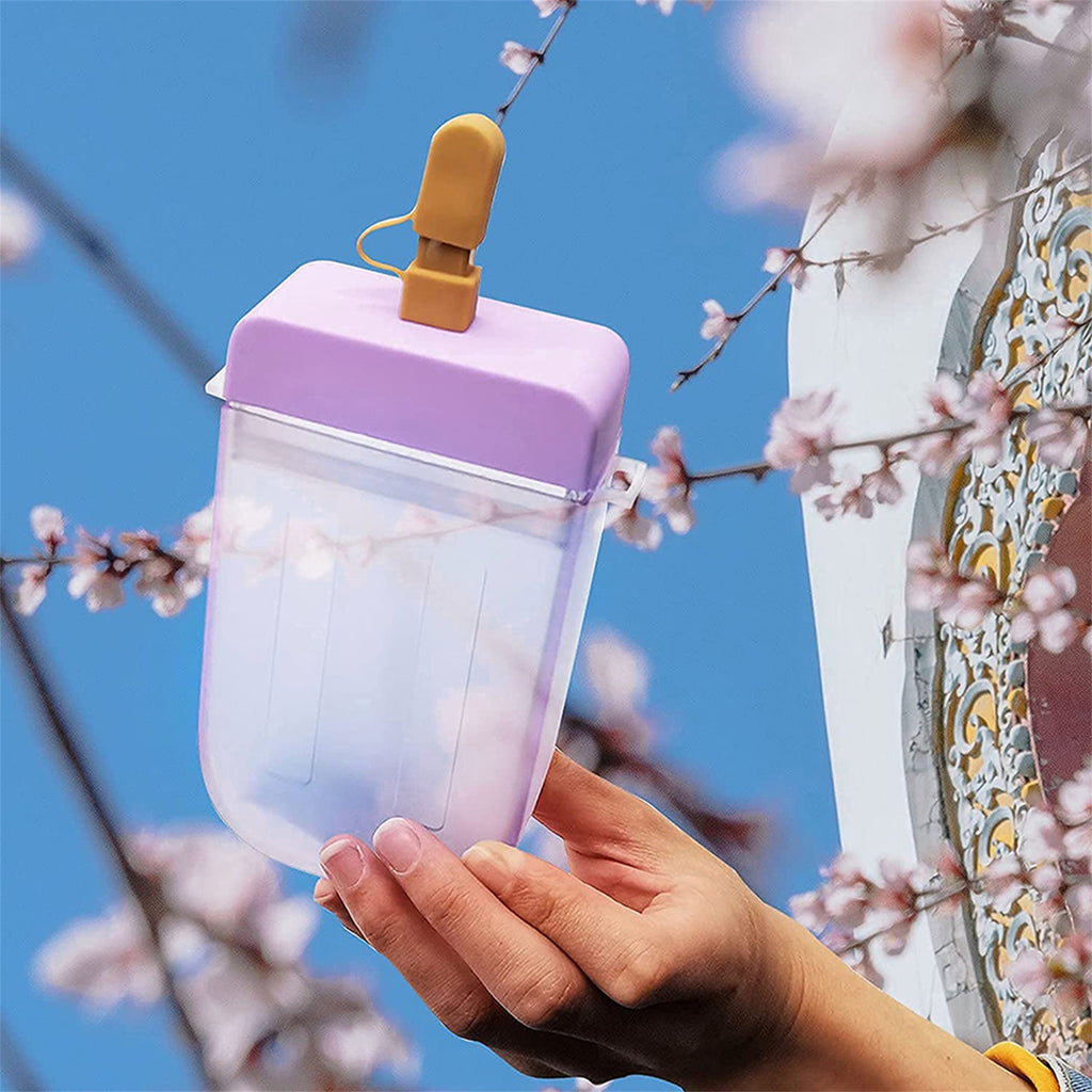 Translucent Water Bottle with Straw and Shoulder Strap G15743