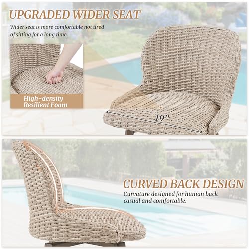 Apricot PE Rattan Swivel Bar Stools Set of 4 W703409