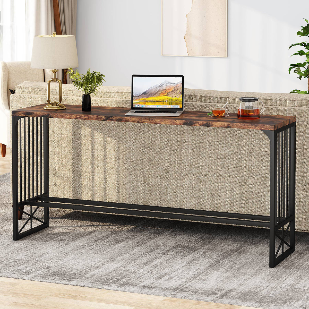 70.9 inch Sofa Console Table Rustic Brown B253