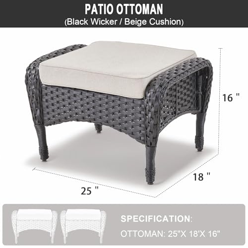 Brown Wicker High Back Patio Club Chair Set of 2 with Removable Cushions G921232