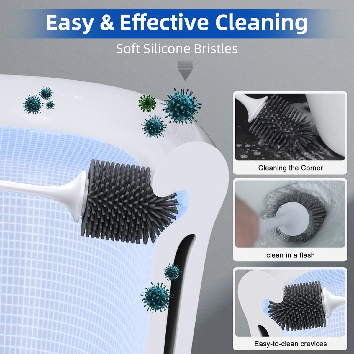 Toilet Brush and Caddy Bowl Cleaner Holder Set (2Pack) M907
