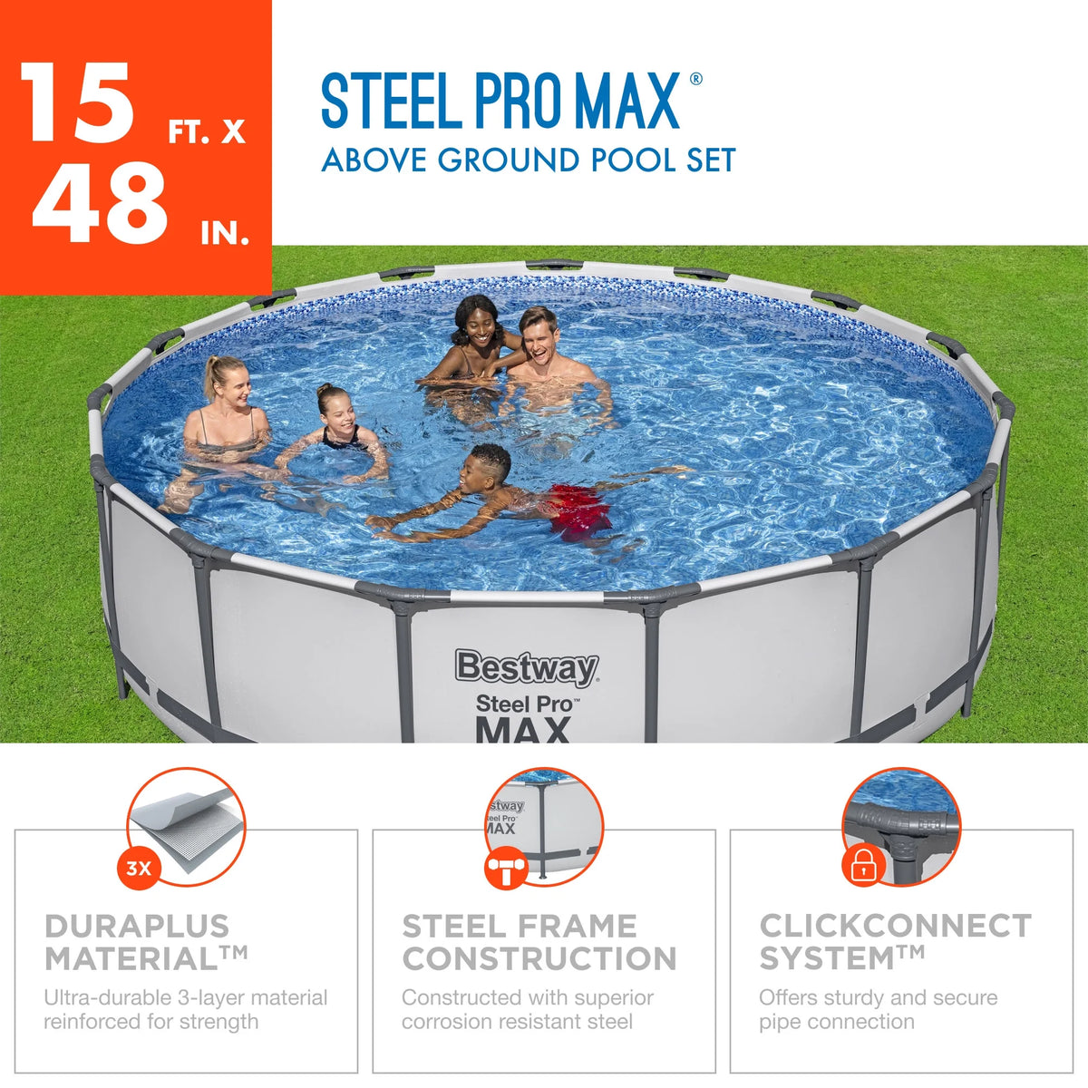 15' x 42 Round Above Ground Swimming Pool Set A385
