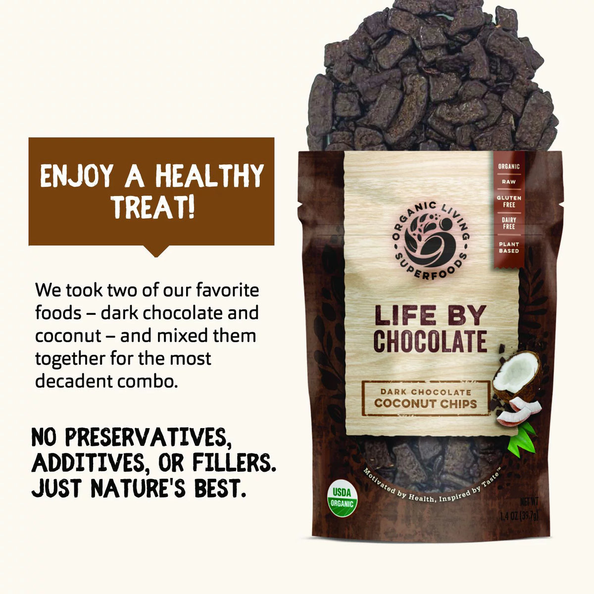 Organic Dark Chocolate Covered Coconut Chunks 1.4oz M7926