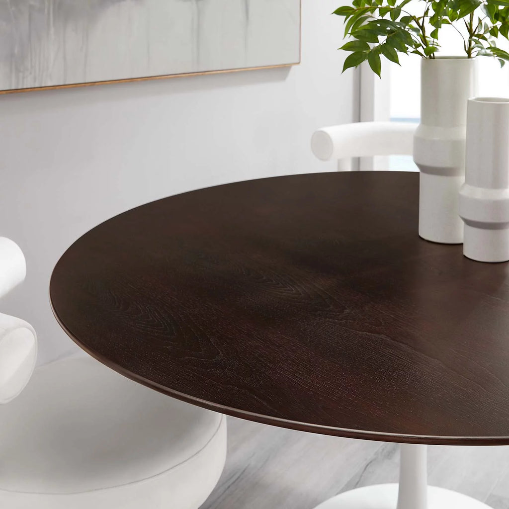 60" Round Wood Metal Dining Table O360