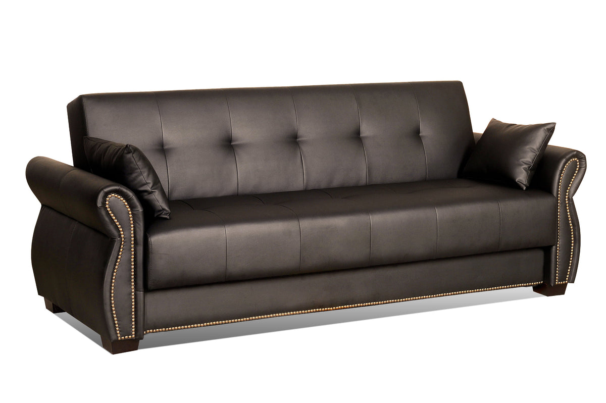 Java Faux Leather Sofa Bed with Storage Y183702