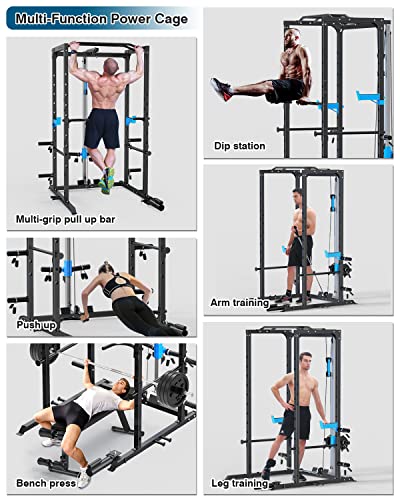 Power Cage with J-Hooks, Dip Handles, Landmine Attachment H6260