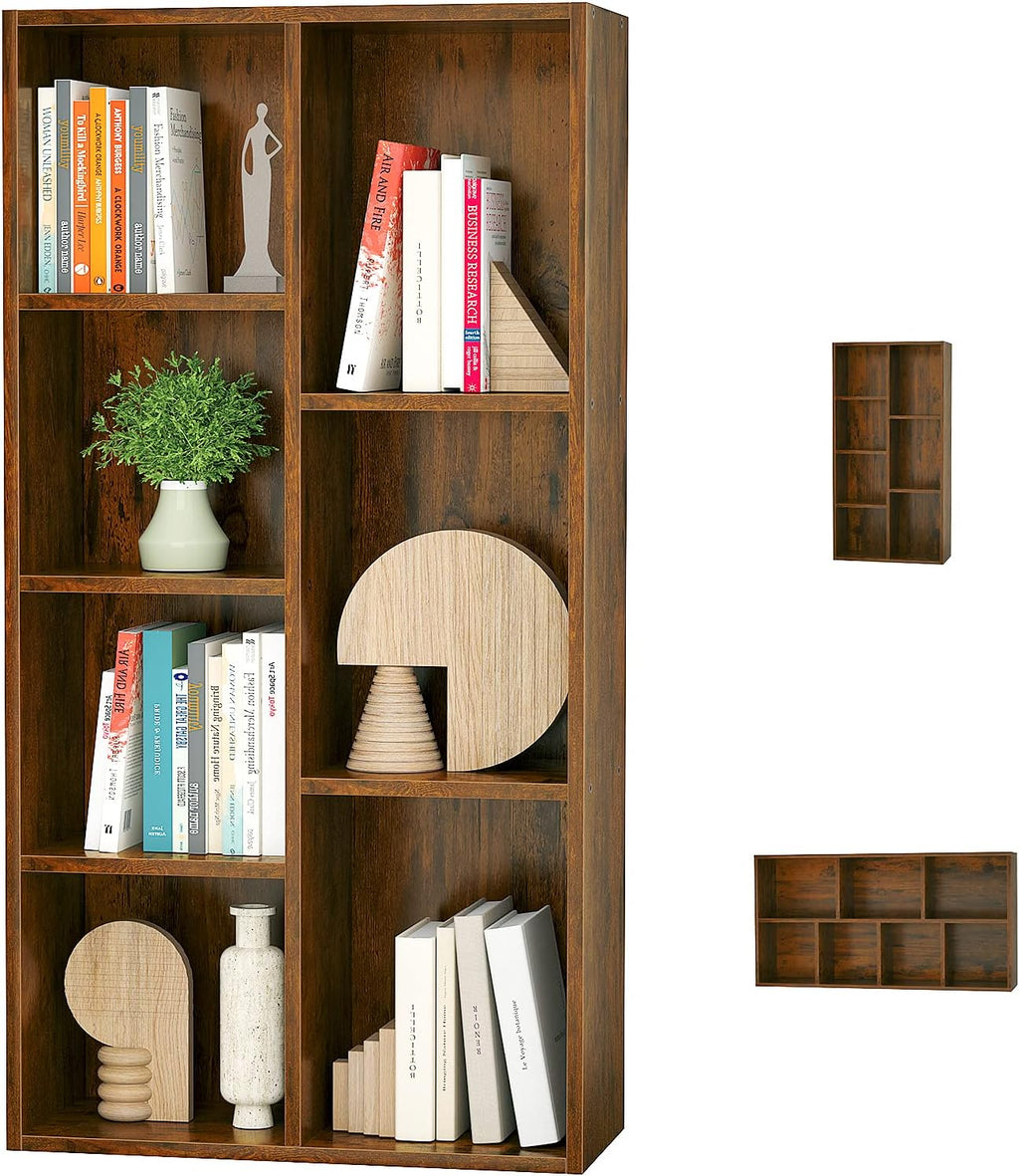 White 7-Cube Bookcase Storage Shelves B9228