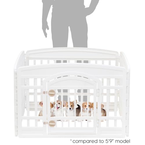24" 4-Panel White Dog Playpen with Door J428