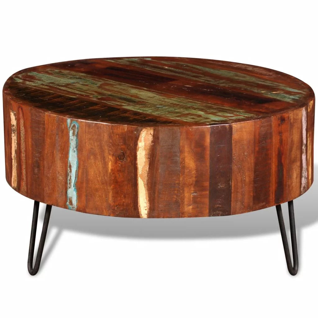 Solid Reclaimed Wood Round Coffee Table I3823