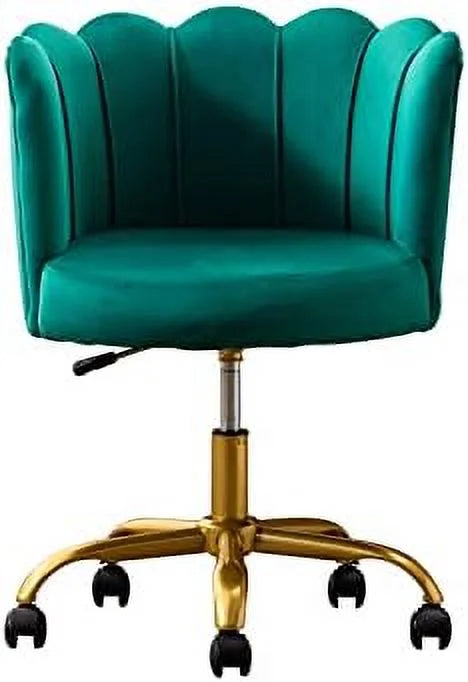 Velvet Height Adjustable Swivel Rolling Chair with Metal Base I97782