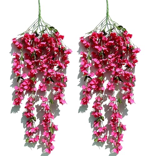 Fuchsia Artificial Silk Hanging Flowers Pack of 2 V83867